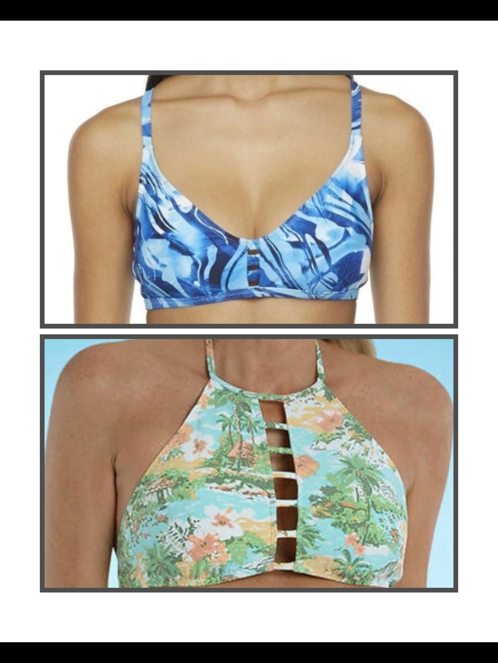 Two Bikini Tops Print Bralette Sz XS